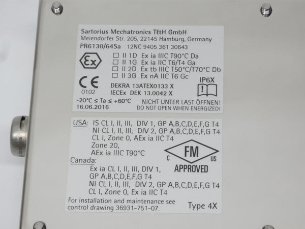 SARTORIUS PR6130/64SA 940536130643 NSMP
