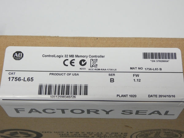 ALLEN BRADLEY 1756-L65 SER. B F/W 1.12 DATE: 2014 NSFS
