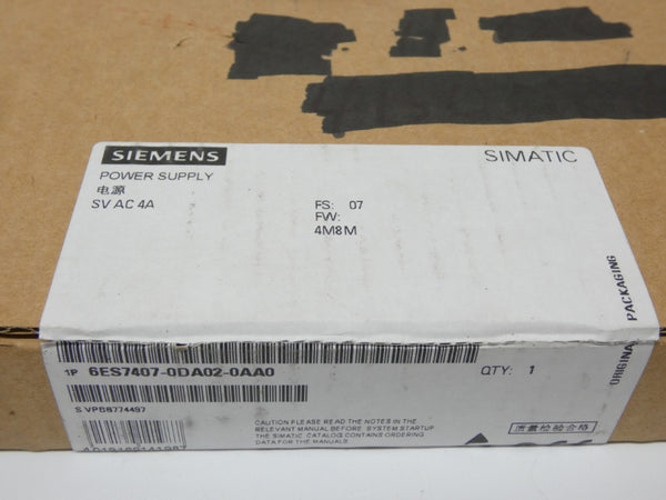 SIEMENS 6ES7407-0DA02-0AA0 F/W 07 4A NSFS
