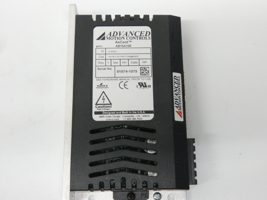 ADVANCED MOTION CONTROLS AB15A100 REV. C VER. 0.01 20-80VDC NSMP