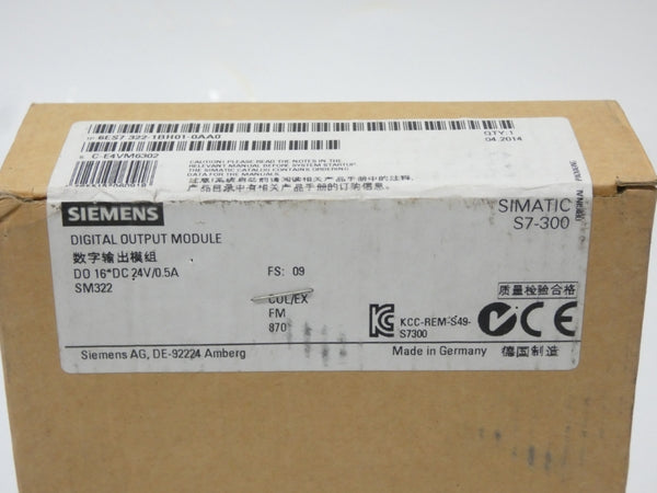 SIEMENS 6ES7322-1BH01-0AA0 F/W 09 24V 0.5A NSFS