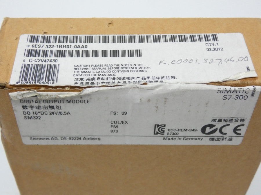 SIEMENS 6ES7322-1BH01-0AA0 F/W 09 24V 0.5A NSMP