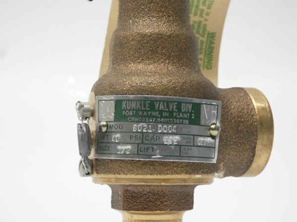 KUNKLE VALVE 6021-DC04 40PSI 1/2" NSNP