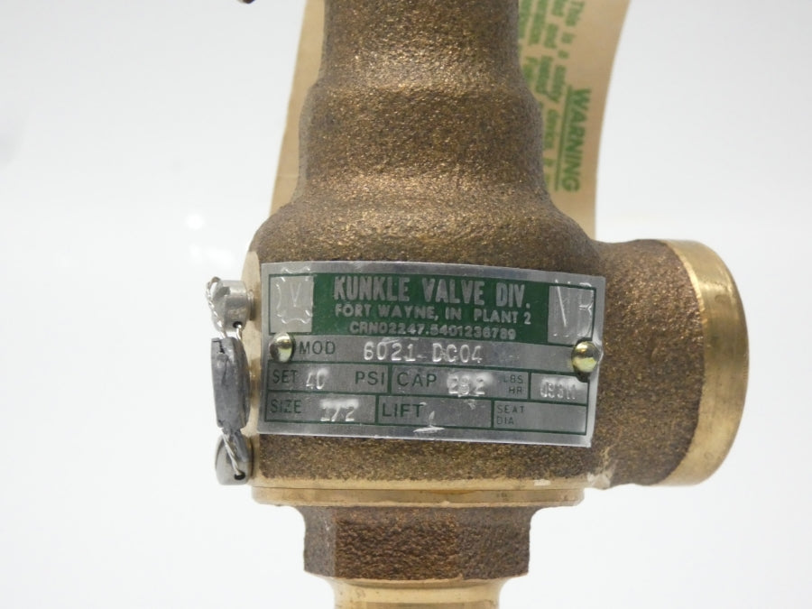KUNKLE VALVE 6021-DC04 40PSI 1/2" NSNP