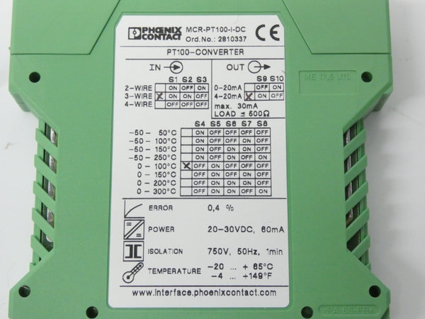 PHOENIX CONTACT MCR-PT100-I-DC 2810337 20-30VDC NSMP