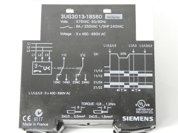SIEMENS 3UG3013-1BS60 460-660VAC 8A NSMP