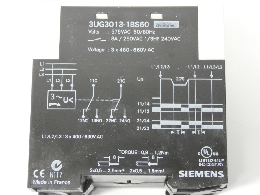 SIEMENS 3UG3013-1BS60 460-660VAC 8A NSMP