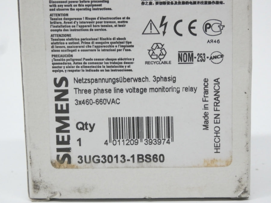 SIEMENS 3UG3013-1BS60 460-660VAC 8A NSMP