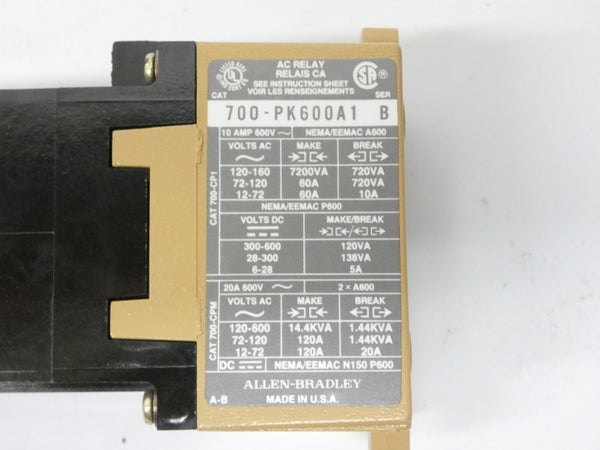 INDUSTRIAL SPARE PART 700-PK600A1 SER. B 110/115-120V 120A (BL/YL) NSMP