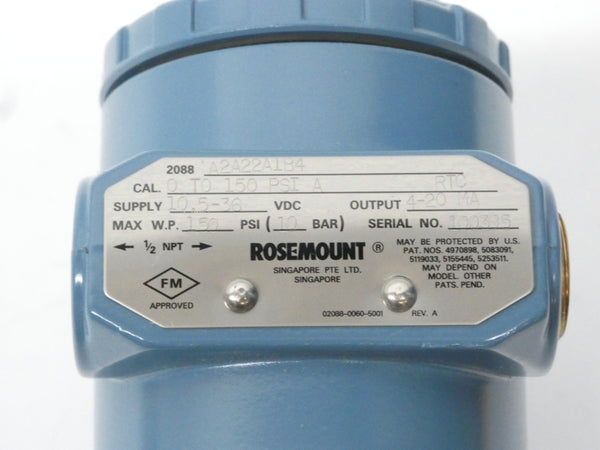 ROSEMOUNT 2088A2A22A1B4 10.5-36VDC 0-150PSI 1/2" NSNP