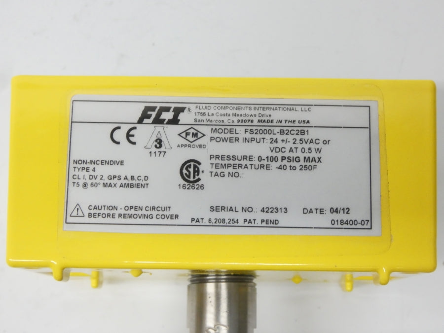 FCI FS2000L-B2C2B1 24VAC 0-100PSI 1-7/8" NSNP