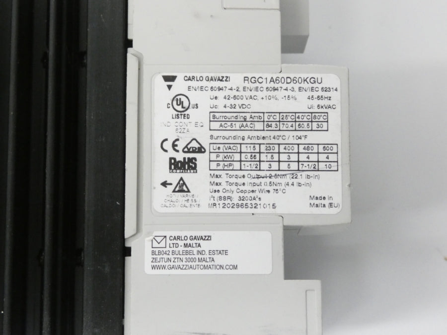 CARLO GAVAZZI RGC1A60D60KGU 42-600VAC NSNP