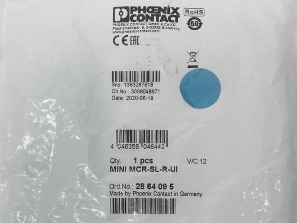 PHOENIX CONTACT MINIMCR-SL-R-UI 2864095 V/C:12 19.2-30VDC NSMP