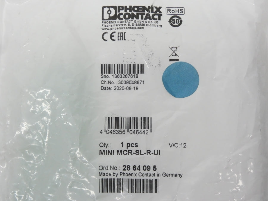 PHOENIX CONTACT MINIMCR-SL-R-UI 2864095 V/C:12 19.2-30VDC NSMP