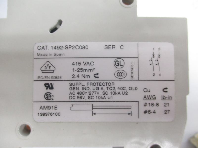 ALLEN BRADLEY 1492-SP2C080 SER. C 415VAC (WH) NSMP