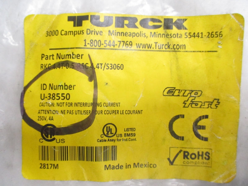 TURCK RKC4.4T-0.5-RSC 4.4T/S3060 U-38550 250V 4A NSNP