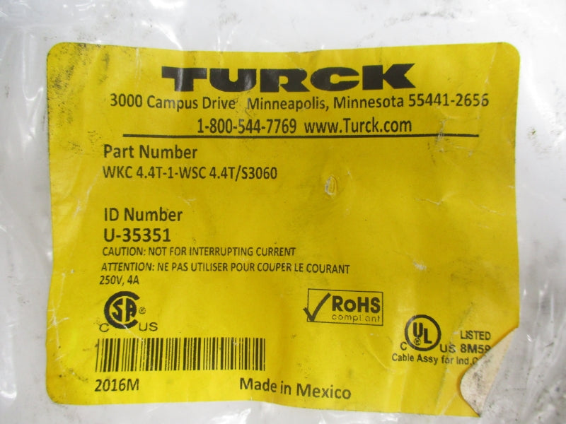 TURCK WKC4.4T-1-WSC4.4T/S3060 U-35351 250V, 4A NSMP