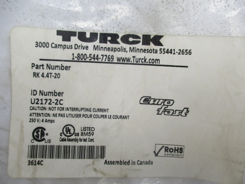 TURCK RK4.4T-20 U2172-2C 250V 4A NSMP