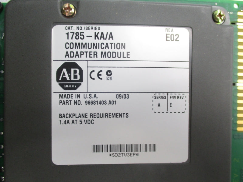 ALLEN BRADLEY 1785-KA SER. A REV. E02 F/W E 5VDC 1.4A UNMP