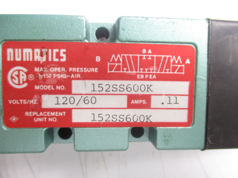 NUMATICS 152SS600K 120/60V .11A NSNP