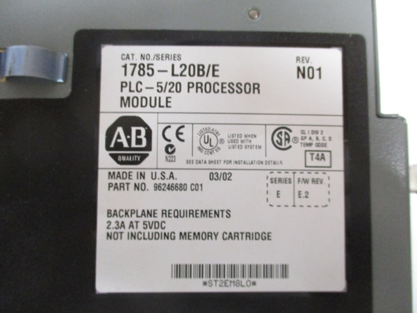 ALLEN BRADLEY 1785-L20B SER.E F/W.E.2 REV. N01 5VDC 2.3A UNMP