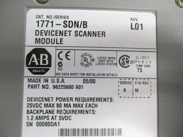 ALLEN BRADLEY 1771-SDN SER. B F/W M REV. L01 25VDC 1.2A UNMP