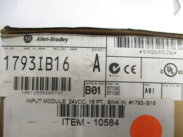ALLEN BRADLEY 1793-IB16 SER. A REV. A01 24VDC NSMP