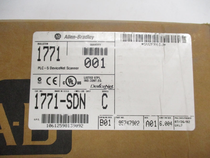 ALLEN BRADLEY 1771-SDN SER. C F/W 6.004 REV. B01 5VDC 0.5A NSNP