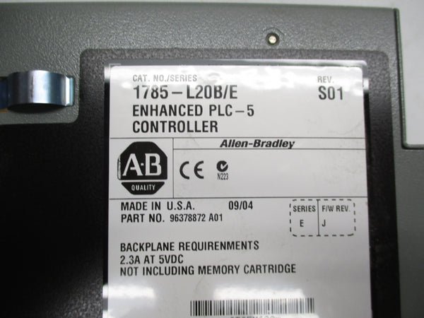 ALLEN BRADLEY 1785-L20B SER. E F/W. J REV. S01 5VDC 2.3A NSNP