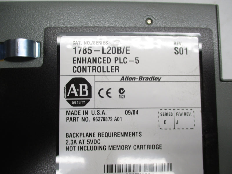 ALLEN BRADLEY 1785-L20B SER. E F/W. J REV. S01 5VDC 2.3A NSNP