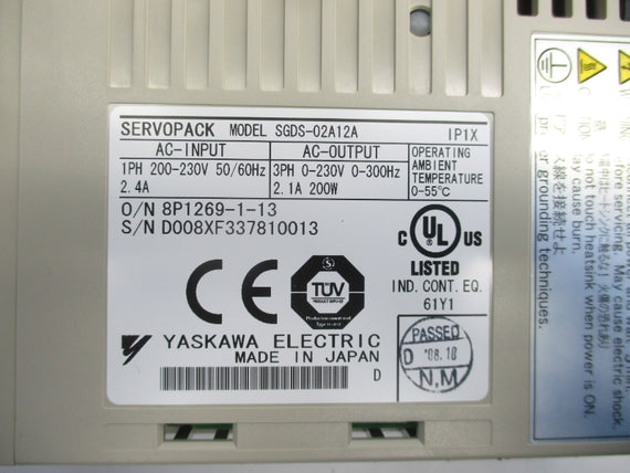 YASKAWA SGDS-02A12A 200-230V 2.4A NSMP