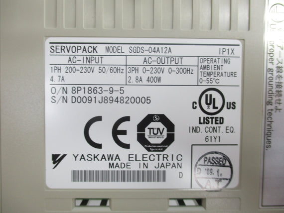 YASKAWA SGDS-04A12A 200-230V 4.7A NSMP
