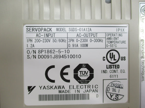 YASKAWA SGDS-01A12A 200-230V 4.7A NSMP