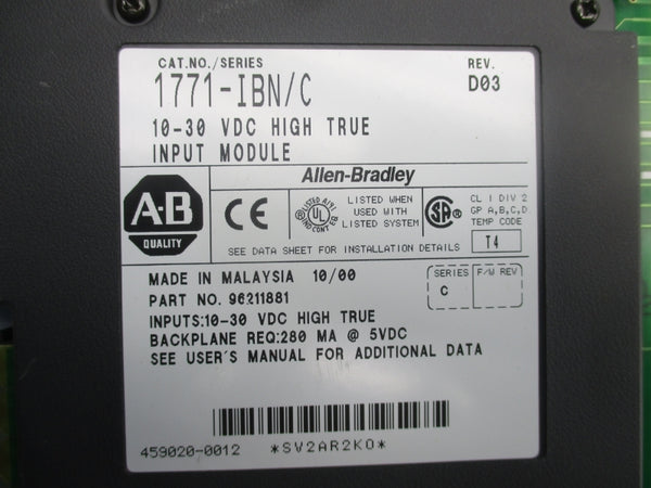 ALLEN BRADLEY 1771-IBN SER. C 10-30VDC REV. D03 NSNP