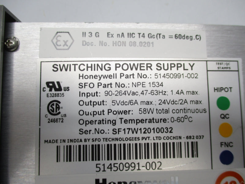 HONEYWELL 51450991-002 264VAC 1.4A NSNP