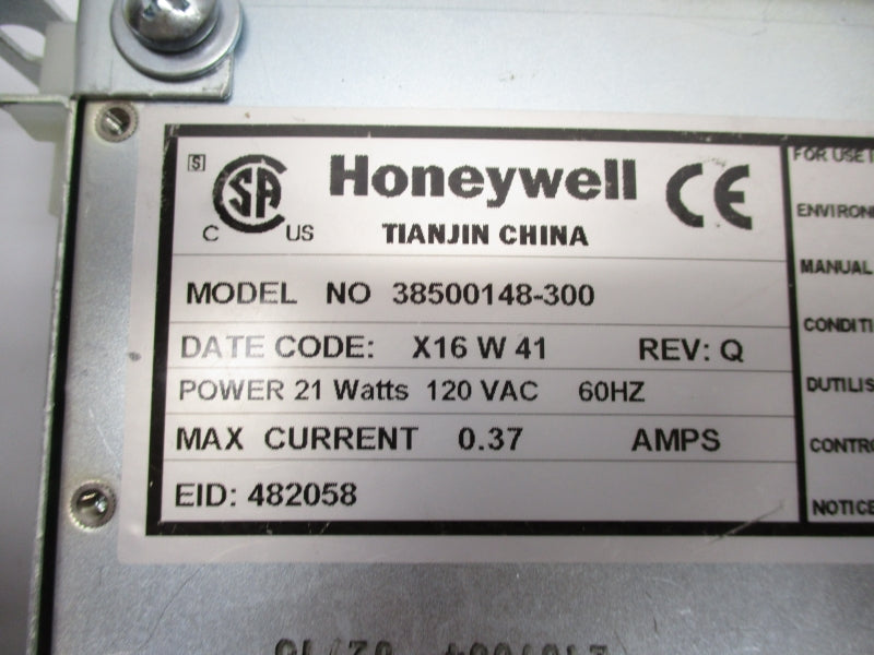 HONEYWELL 38500148-300 REV. Q 120VAC 0.37A NSNP