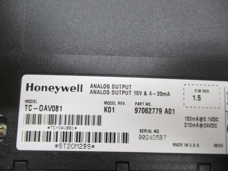 HONEYWELL TC-OAV081 F/W 1.5 REV. K01 24VDC 210mA NSNP