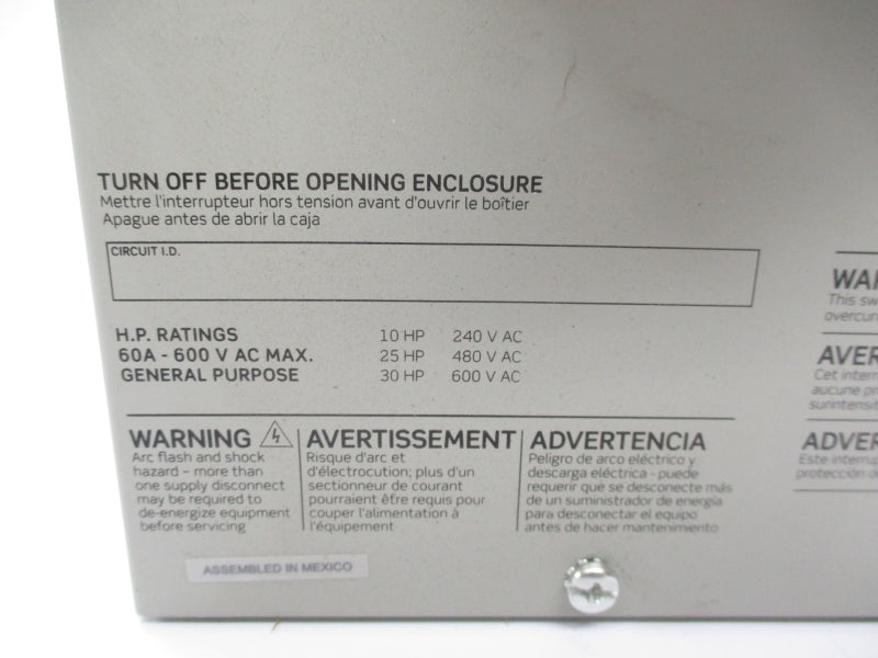 LEVITON N3603 600V 60A NSMP