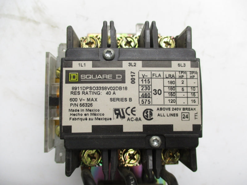 SQUARE D D8911DPSO3358V02D818 SER. B 120V 40A NSNP