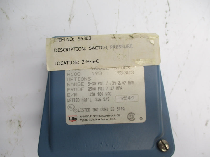 UNITED ELECTRIC H100190 480VAC 2500PSI NSNP