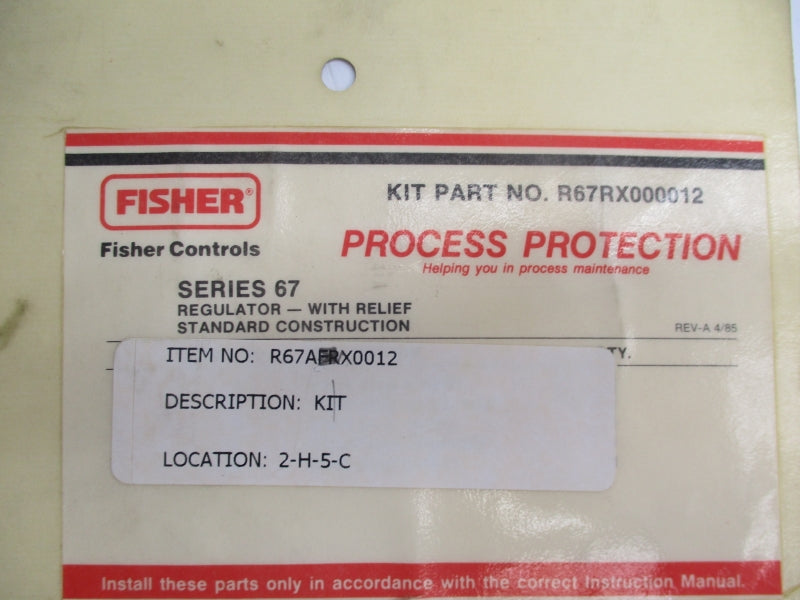 FISHER R67RX000012 REV. A NSMP
