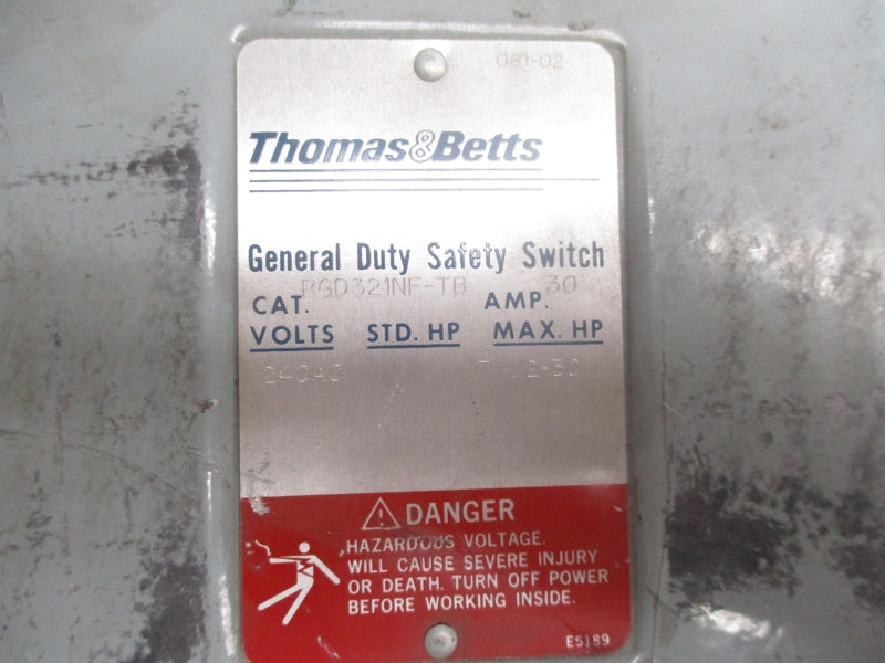 THOMAS&BETTS RGD321NF-TB 240VAC 30A UNMP