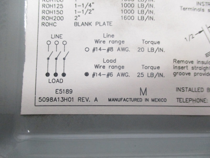 THOMAS&BETTS RGD321NF-TB 240VAC 30A UNMP