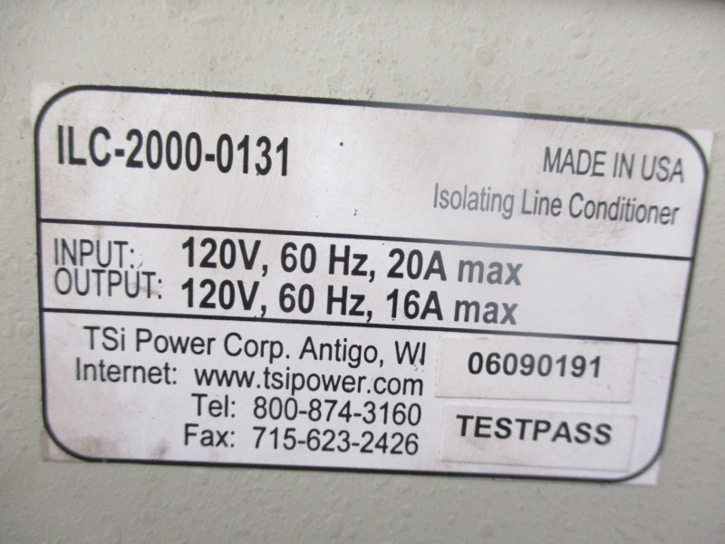 TSI POWER ILC-2000-0131 120V 20A UNMP