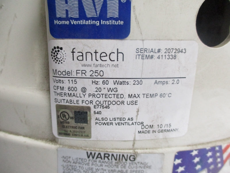 FANTECH FR250 115V 2.0A UNMP