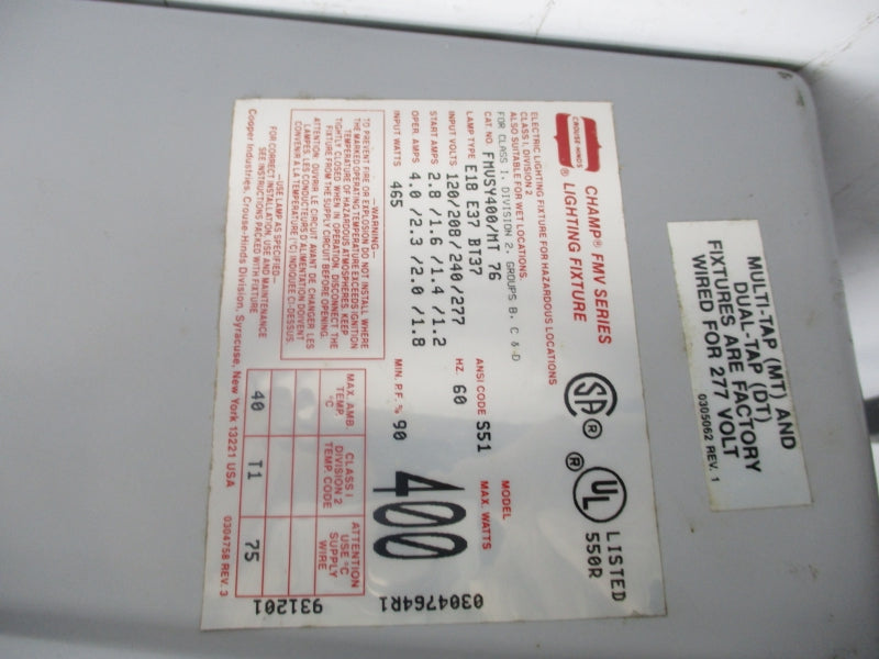 CROUSE HINDS FMVSY400/MT76 277V 4.0A UNMP
