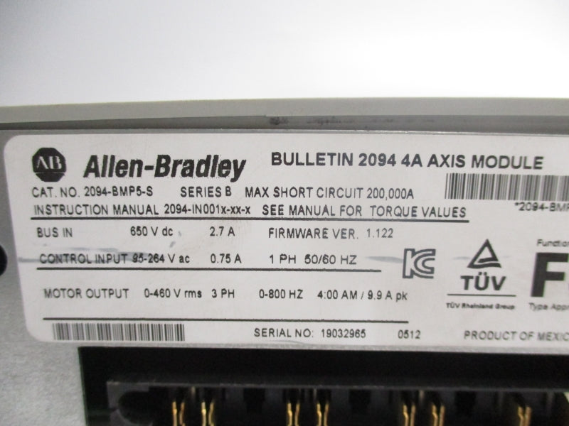 ALLEN BRADLEY 2094-BMP5-S SER. B F/W. 1.122 650VDC 2.7A NSNP