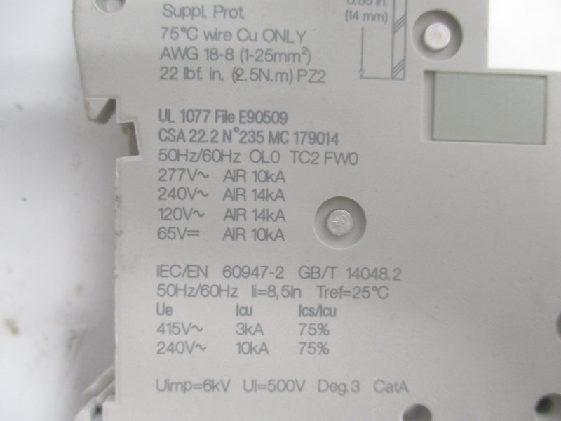 SCHNEIDER ELECTRIC M9F22110 277V 10A UNMP