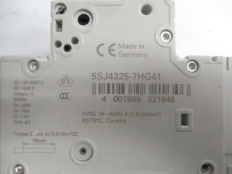 SIEMENS 5SJ4325-7HG41 400V 25A (AS PICTURED) UNMP