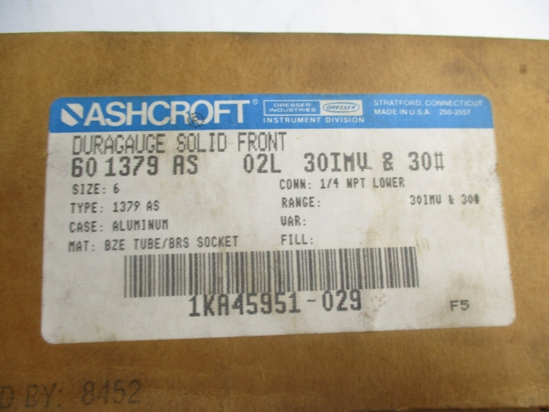 ASHCROFT 601379AS02L30IMV&30# NSMP